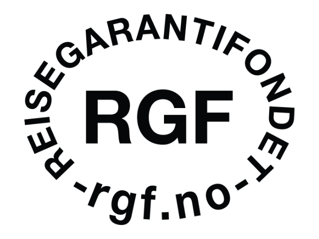 Merket til Reisegarantifondet med bokstavene RGF i en oval ring av tekst